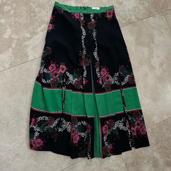 Sandro Pleated Midi Floral Print Black Skirt - Picture 5 of 11